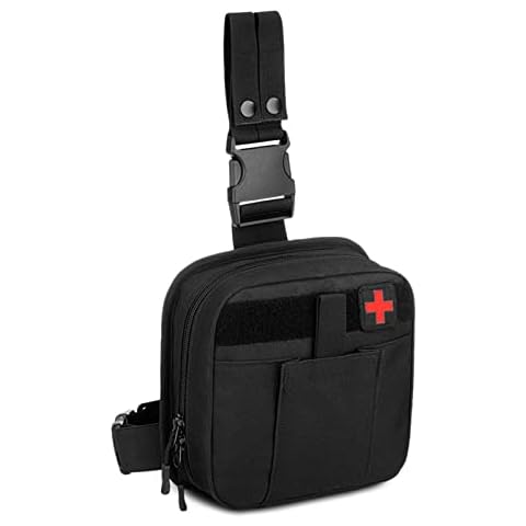Selighting Tactical Drop Leg Waist Bag - Multifunctional Tactical Thigh Hip Outdoor Pack MOLLE First Aid Kit Bag IFAK Medical Utility Pouch Black Cover