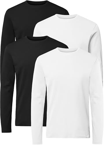 FULL TIME SPORTS Langarm T Shirt Herren Long Sleeve Tshirt 4Er T-Shirt...