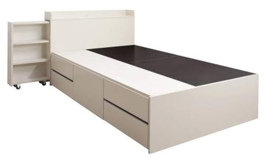 セミダブルサイズ スライド収納付き 大容量チェストベッド ニュアンスホワイト スライド収納付き_大容量チェストベッド Every-IN エブリーイン