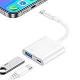 USB C to USB Camera Adapter with Charging Port for Samsung Galaxy A17 A16 5G S25 FE Ultra S24 A15 A54 A35 A56, iPhone 17 16, USB 3.0 Female OTG Cable Adapter for Card Reader,Flash Drive,MIDI Keyboard