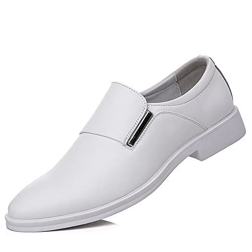 HOOENG Oxford Shoes for Men Slip On Round Toe Solid Color Leather Non Slip Resistant Low Top Outdoor