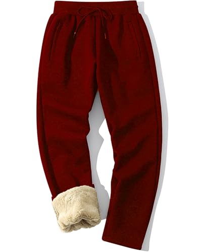 MACHLAB Men's Thermal Fleece Jogger Pants Sherpa Lined Sweatpants Winter Warm Thick Track Pants