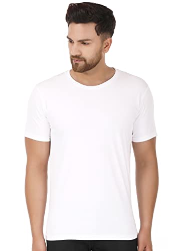 Image of Men's Plain Tshirt | Any Time Wear | Black & White Tshirt | Regular fit Half Slevees Round Neck Pure Cotton White and Tshirt M