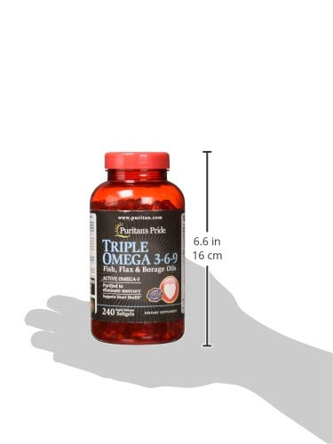 Puritans Pride Triple Omega 3-6-9 Fish, Flax & Borage Oils, Supports Heart Health And Healthy Joints, 240 Ct #TOP7