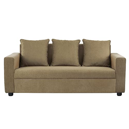 Image of Wakefit Sofa Set | 1 Year Warranty | Sofa 3 Seater, 3 Seater Sofa for Living Room, Wooden Sofa Set, Couch for Living Room - Solatio(Jio : Amphora Brown)