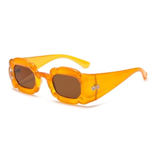 Lunettes de soleil punk polygonales orange pour look de mode féminin