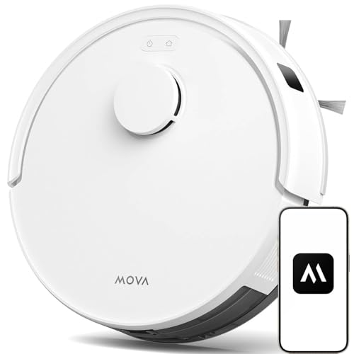 Mova E20 Robot Aspirador y Fregasuelos, Navegación LDS, 5,000 Pa, 150mins Aspiradora y Mopa 2 en 1, Control App/Alexa/Google, Tecnología Smart Pathfinder™, Ideal para Pelo de Mascotas y Alfombras