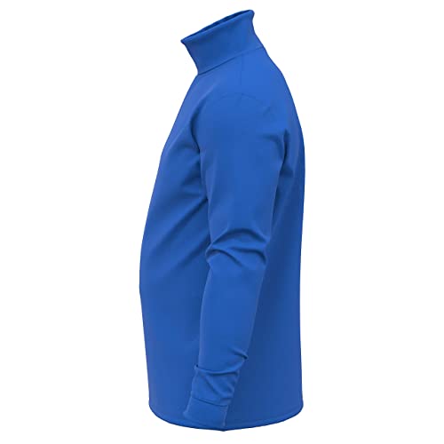 Men's 100% Interlock Knit Combed Cotton Super-Soft Euro Design Ski Casual Turtleneck Pullover Blue #TOP1