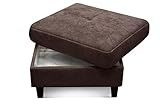 CAVADORE Stauraum-Hocker Vera / Polsterhocker als Fußablage, Sitzgelegenheit oder Truhe zur Garnitur Vera / 77 x 49 x 67 / Webstoff mit Ziernaht, Braun