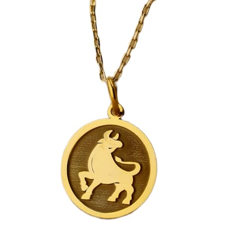 Collier pendentif pièce gravée signe du zodiaque Taureau : un bijou durable qui ne ternit pas