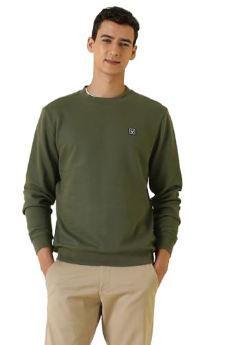 Image of Allen Solly Men's Cotton Blend Crew Neck Solid Casual Sweatshirt