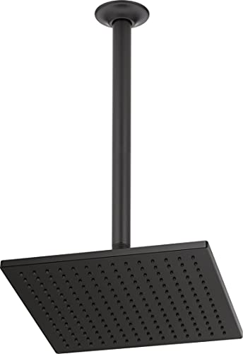 Delta Faucet Rain, Rainfall Shower Head, Metal, Ceiling Mount Shower Head, Matte Black (Shower Arm Included) #TOP17