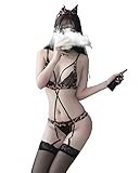 3. Tela de la ropa interior de leopardo Catgirl: poliéster (poliéster). Material muy suave, no te preocupes por rayar tu piel.