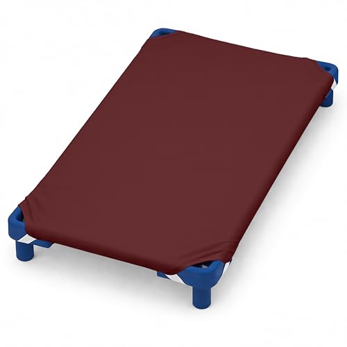 Image of Pack of 6 Cot Sheet for Daycare Preschool Cot Bed -Polyblend Fabric with Corner Elastic Cots Sheets Fits On 22 inch X 40 inch Inches Size Toddler and Preschool Daycare Cot Burgundy 22 X 40 Size