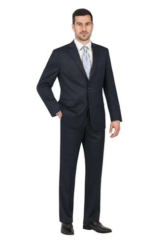 Mens Classic 3 Button Regular Fit Suit in Navy Blue