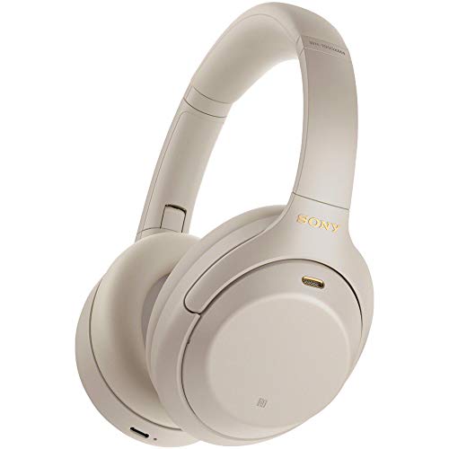 Image of Sony WH1000XM4 /S Premium Noise Cancelling Wireless Over-The-Ear Headphones with Built in Microphone Silver Bundle with Deco Gear Premium Hard Case + Pro Audio Headphone Stand + Microfiber Cloth