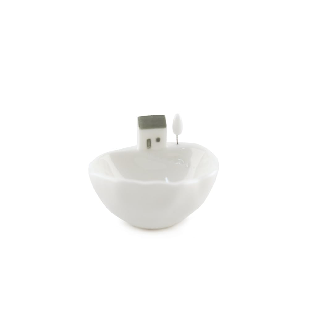 East of India Little Houses on the Bowl Decorative Mini Home Storage Dish - House & steps