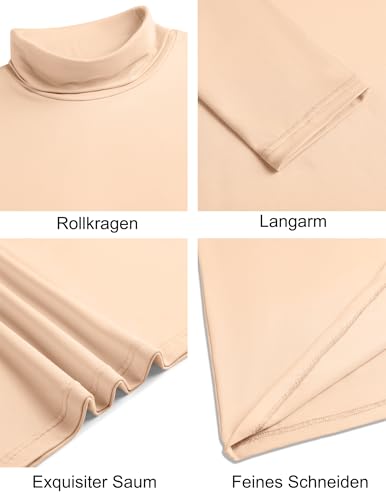 COOFANDY Jersey Fino Hombre Cuello Alto Camiseta Manga Larga Slim Fit Casaul Básico Suéter Delgado Cuello Alto Top T-Shirt Color Carne M