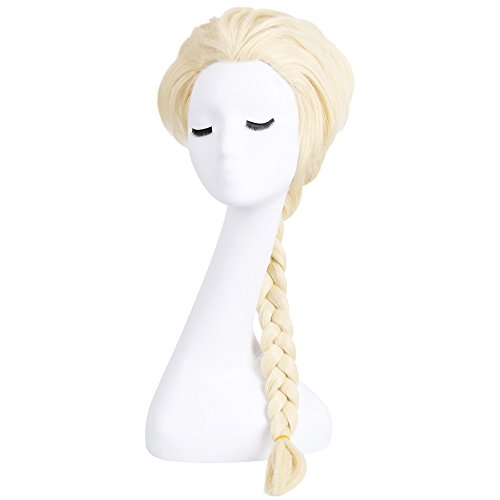 JUJU® New New FROZEN Princess Snow Queen Elsa Adult Milk Golden Braid Cosplay Wig Long Wigs