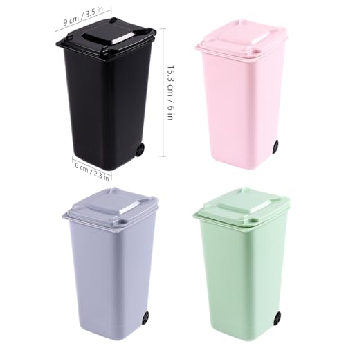 Image of TOYANDONA 4PCS Mini Plastic Trash Can, Storage Bin Desktop Organizer, Wastebasket Trash Can with Lid, Tiny Desktop Waste Garbage Bin for Home Office Kitchen
