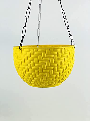 Image of Amazon Brand - Umi Heavy Plastic Wicker Hanging Basket with Metal Hanging Chain /Multicolored Hanging Pots /Hanging Planters for Balcony, Garden, Home (Multicolored, Set of 6)