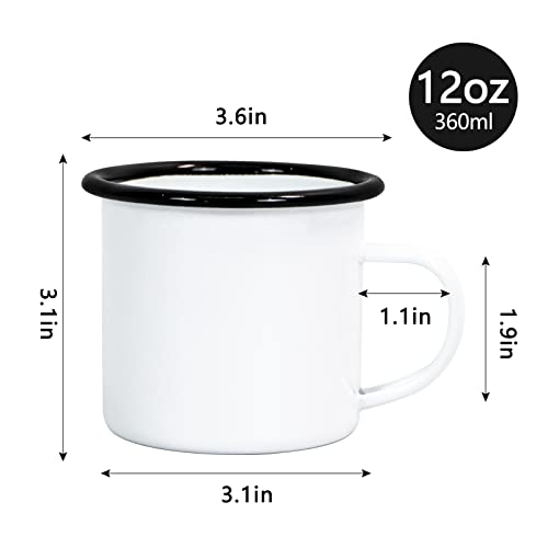 Maikesub 4 Pack Sublimation Blanks Enamel Mug 12 Oz With Black Rim Camping Travel Coffee Metal Mug Can Be Used As A Gift For Christmas Thanksgiving Mother's Day Father's Day #TOP1