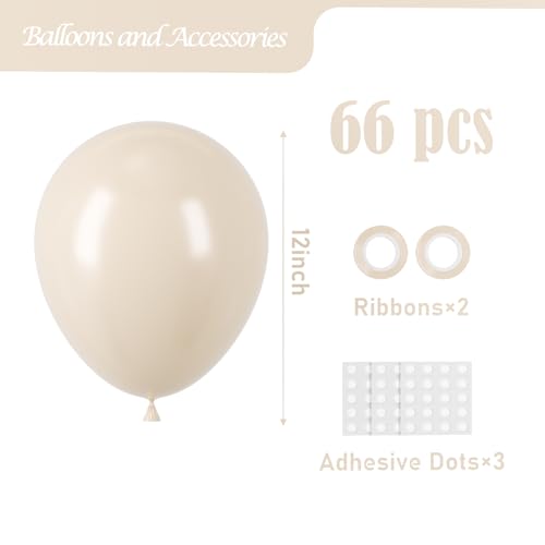 Image of Voircoloria White Sand Balloons, 66pack 12inch Sand White Latex Party Balloons for Wedding, Bridal, Baby Shower, Birthday, Graduation, Anniversary, Bachelorette, Engagement Party Decorations