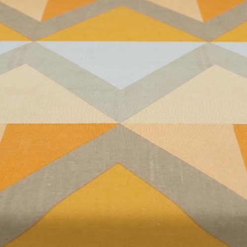 Image of Filymore Double Fitted Bedsheet with 2 Pillow Covers | Orange Grey Geometric Printed Bedsheet for Double Bed | 240 TC Soft Microfiber Size 72x72 inches