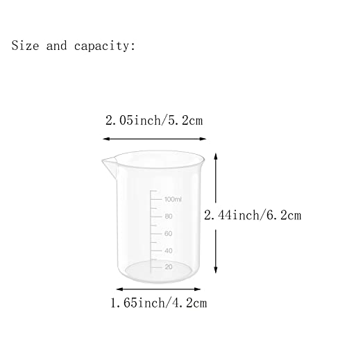 12 Pcs 3.4 Oz Transparent Lab Measuring Cup, 100ml Plastic Beaker Cups, for Science Experiment, Liquid Measuring