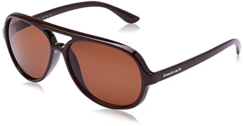 Fastrack Men’s Square Sunglasses Brown Frame, Green Lens (57)-Pack of 1