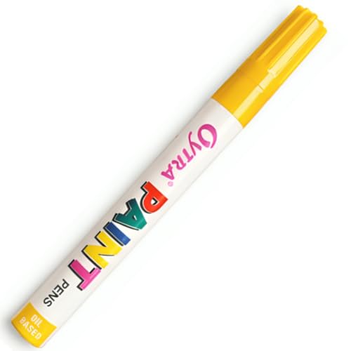 Image of Oytra Paint Marker Pens Permanent Waterproof Oil Based Individual pens Works and All Surfaces, Wood, Fabric, Steel, Glass (Yellow)