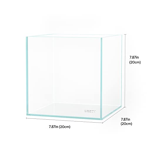 Image of LANDEN 20C 2 Gallon Cube Rimless Low Iron Clear Aquarium Tank, All Glass Aquarium,Small Betta Fish Tank,W7.8xD7.8xH7.8 in(20x20x20cm) 5mm Thickness with Nano Foam Leveling Mat