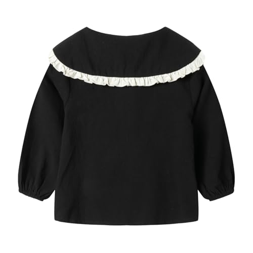 Image of Mud Kingdom Girls Blouse Shirts Spring Fall Long Sleeve Button-Down Top Ruffle Collar