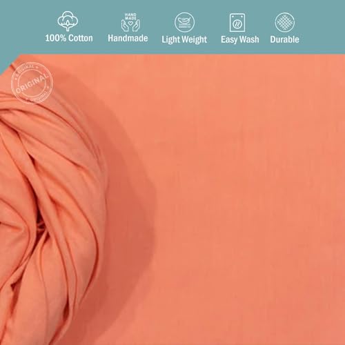 Image of Plain Mulmul Soft Cotton Fabric | Lightweight Breathable Mulmul Cloth | Super Quality Natural Cotton Fabric for Kurta, Dress, Dupatta, Lining & Craft Use (Peach Punch, 1 Meter)