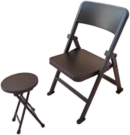 2X 1/6 Or 1/12 Dollhouse Chair Scale Furniture Folding Chair Model Sun Loungers for Dinning Room Decor Props (Black 1/6) image 4