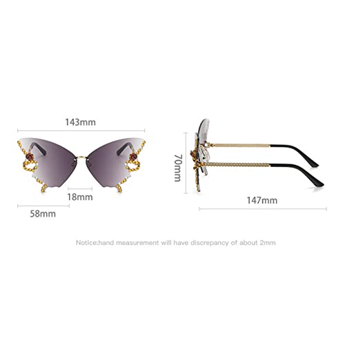 willochra Diamond Butterfly Sunglasses Women Rimless Oversized Rhinestone bling Sun Glasses Ladies Y2K Eyewear4