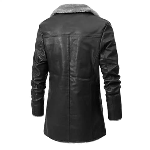 Image of Worlem Long Sheepskin Coats Mens - Real Leather Warm Faux Shearling Duffle Coats for Extreme and Harsh Winters