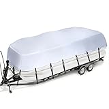 iCOVER Trailerable Pontoon Boat Cover，Fits 25-28ft Long & Beam Width up to 102in Pontoons Boats, Waterproof Boat Tarp Easy On/Off