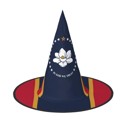 YHBLYKXP Mississippi State Flag Adjustable Halloween Witch Hat with Foldable