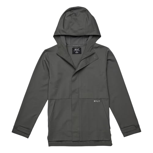 BYLT Men's Lightweight Zip Up Hoodie Full Zip Hoodies For Men Cotton Zipped Hoodies Mens Hoodie Jacket Athletic Sweatshirt, Charcoal, L