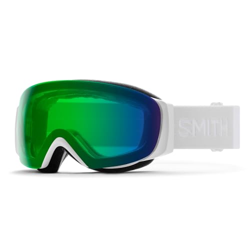 SMITH I/O MAG S Goggles with ChromaPop Lens for Women – Performance Snowsports Goggles with Easy Lens Change Technology for Skiing & Snowboarding – White Vapor + Everyday Green Mirror