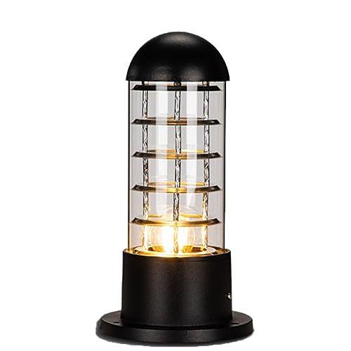 Mengjay Lámpara de sobremuro exterior de cristal y aluminio E27 IP44 Lámpara de pie estilo rústico para jardín patio