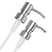 honju Home 2x Tête Pompe en Inox Brossé incl. 6 Tuyaux [28mm Filetage | Pompe distributeur savon | Embout pompe côté liquide | Tête de pompe bouteilles | Produit vaisselle | Décor salle bain]