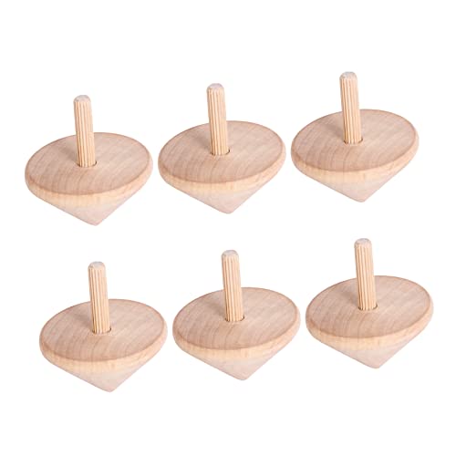 Toyvian 6 Stück Holz Kreisel Unvollendete Kreisel Blanchiert Almon Naturholz DIY Malerei für Kleinkinder Kinder Erwachsene Ostern Geburtstagsfeier