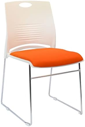 （19:00時点） CICINELL ミーティングチェア 会議椅子 スタッキングチェア 軽量 樹脂×メッシュ ループ脚 休憩室 オレンジ