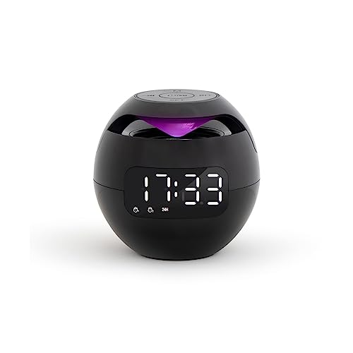 Livoo - Enceinte réveil Compatible Bluetooth® TES255 – 2 en 1, Rechargeable, autonomie 3h, Micro intégré, lumières changeantes, Noir