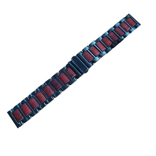 Bracelet de montre en bois et métal 22mm élégant en acier