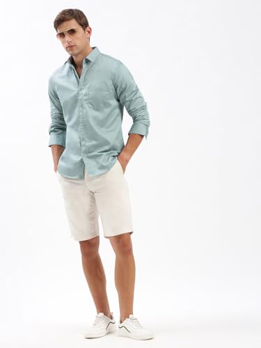 Image of SHOWOFFFF Men Solid Casual Shirt | Spread Collar Full Sleeves Cotton Shirt for Mens | Slim Fit Regular Length Shirt for Men's