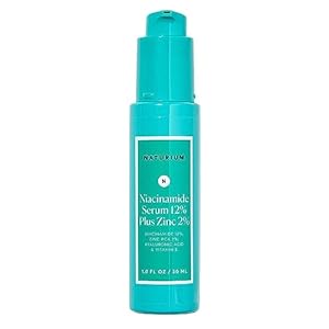 Naturium Niacinamide Face Serum 12% Plus Zinc 2%, Skin Complexion Treatment & Pore Minimizer, with Hyaluronic Acid & Vitamin E, 1 oz