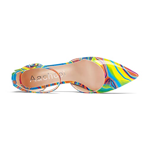 Image of Aachcol Women Kitten Low Heel Ankle Strap Pumps Pointed Toe Sandals Dress Shoes Party Office Wedding 1.5 Inch
